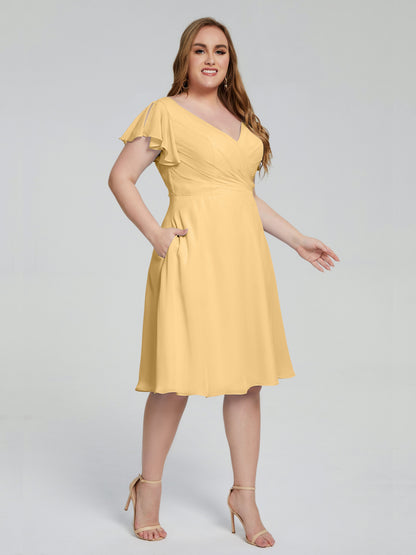 Alina Affordable Plus Size Short Bridesmaid Dresses with Sleeves