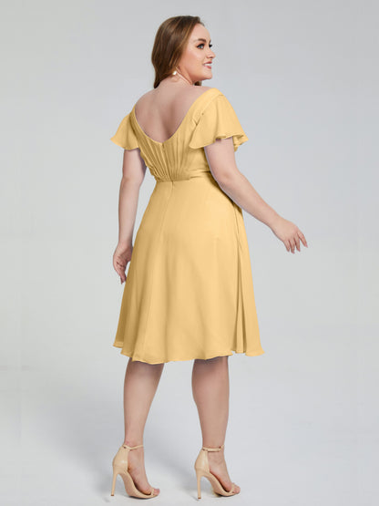 Alina Affordable Plus Size Short Bridesmaid Dresses with Sleeves