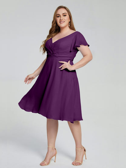 Alina Affordable Plus Size Short Bridesmaid Dresses with Sleeves