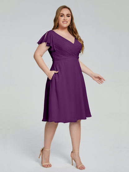 Alina Affordable Plus Size Short Bridesmaid Dresses with Sleeves