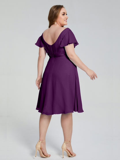 Alina Affordable Plus Size Short Bridesmaid Dresses with Sleeves