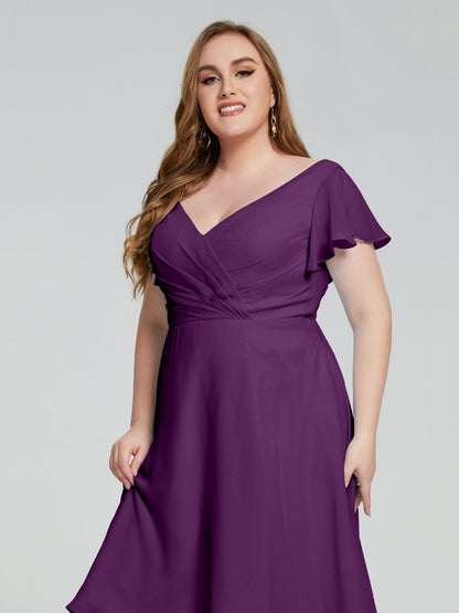 Alina Affordable Plus Size Short Bridesmaid Dresses with Sleeves