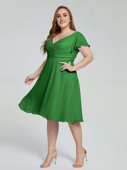 Alina Affordable Plus Size Short Bridesmaid Dresses with Sleeves