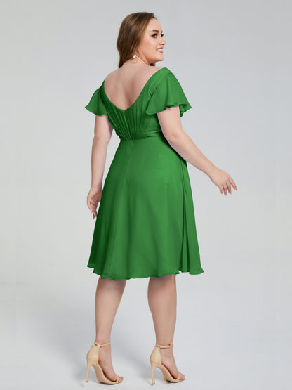 Alina Affordable Plus Size Short Bridesmaid Dresses with Sleeves