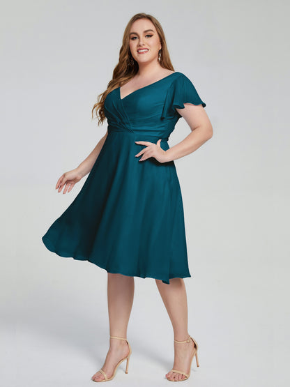 Alina Affordable Plus Size Short Bridesmaid Dresses with Sleeves