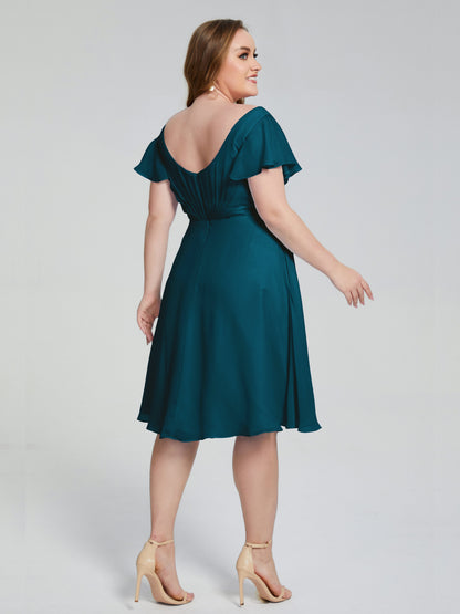 Alina Affordable Plus Size Short Bridesmaid Dresses with Sleeves