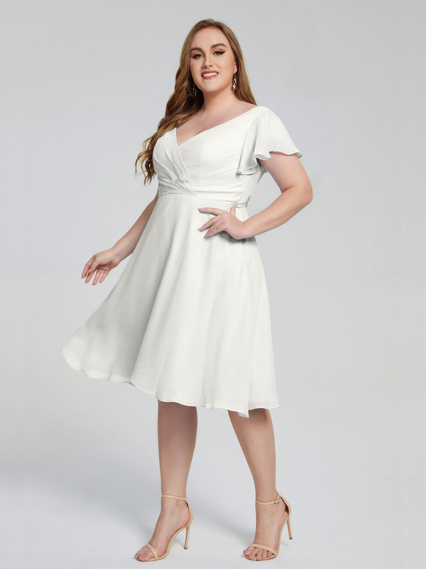 Alina Affordable Plus Size Short Bridesmaid Dresses with Sleeves