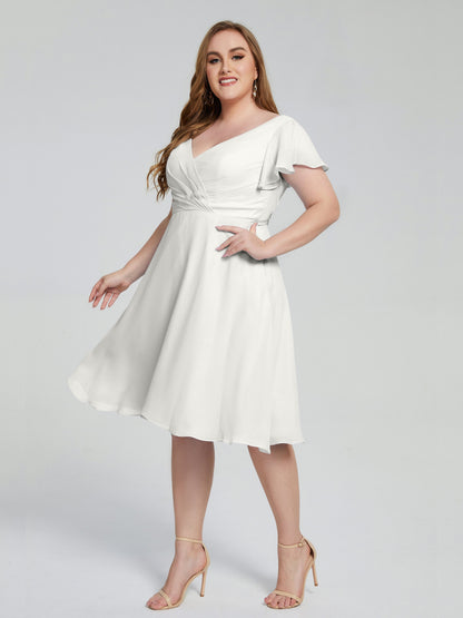 Alina Affordable Plus Size Short Bridesmaid Dresses with Sleeves