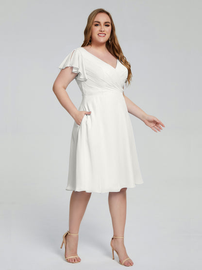 Alina Affordable Plus Size Short Bridesmaid Dresses with Sleeves