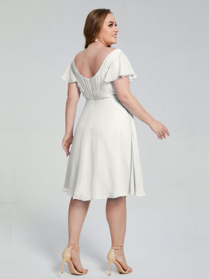 Alina Affordable Plus Size Short Bridesmaid Dresses with Sleeves