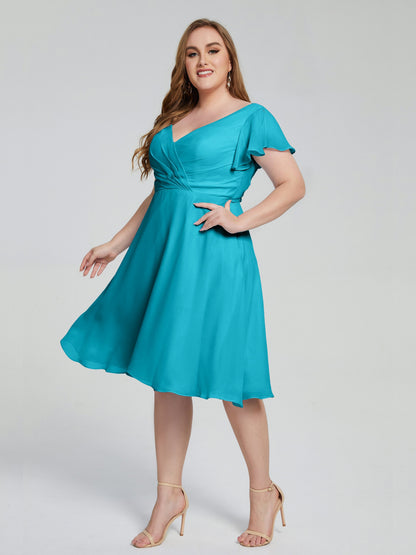 Alina Affordable Plus Size Short Bridesmaid Dresses with Sleeves