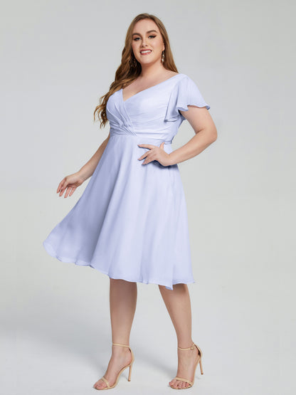 Alina Affordable Plus Size Short Bridesmaid Dresses with Sleeves
