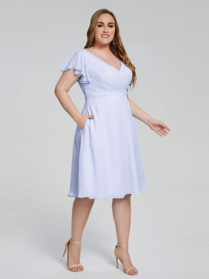 Alina Affordable Plus Size Short Bridesmaid Dresses with Sleeves