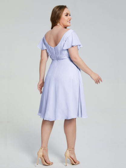 Alina Affordable Plus Size Short Bridesmaid Dresses with Sleeves