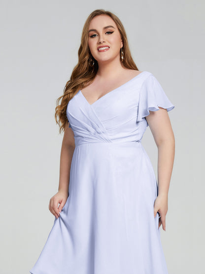 Alina Affordable Plus Size Short Bridesmaid Dresses with Sleeves