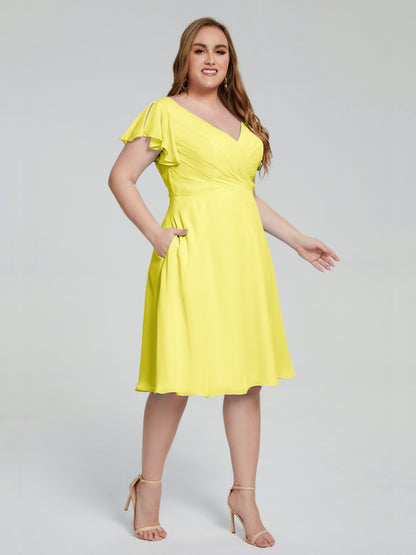 Alina Affordable Plus Size Short Bridesmaid Dresses with Sleeves