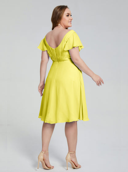 Alina Affordable Plus Size Short Bridesmaid Dresses with Sleeves