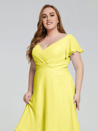 Alina Affordable Plus Size Short Bridesmaid Dresses with Sleeves