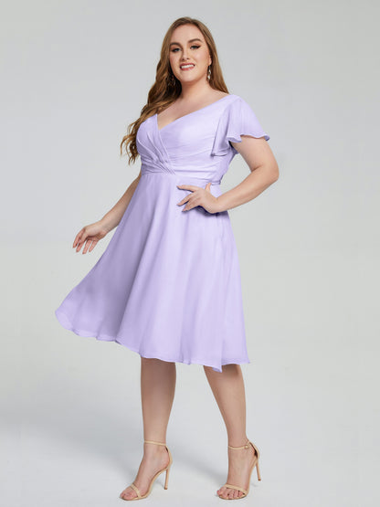 Alina Affordable Plus Size Short Bridesmaid Dresses with Sleeves