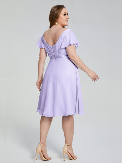 Alina Affordable Plus Size Short Bridesmaid Dresses with Sleeves