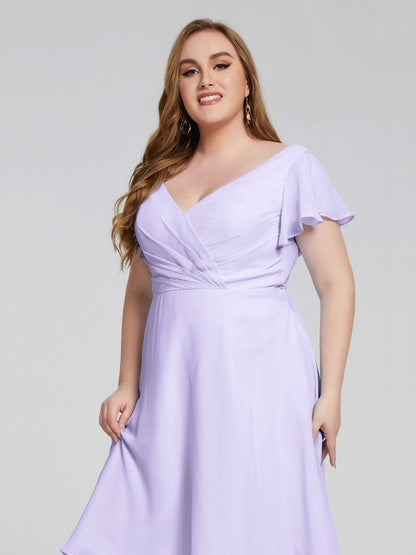 Alina Affordable Plus Size Short Bridesmaid Dresses with Sleeves