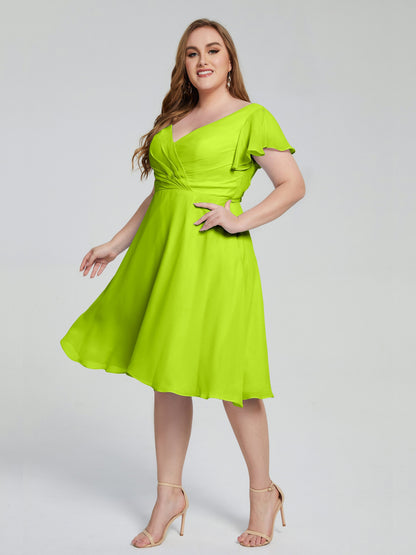 Alina Affordable Plus Size Short Bridesmaid Dresses with Sleeves