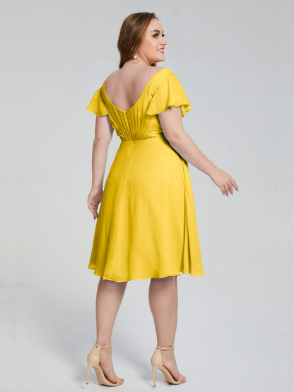 Alina Affordable Plus Size Short Bridesmaid Dresses with Sleeves