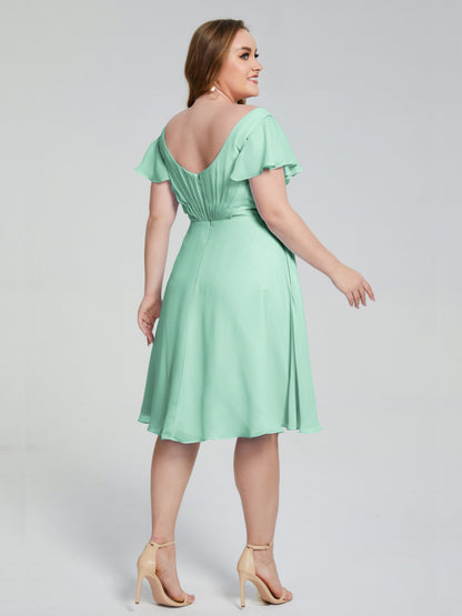 Alina Affordable Plus Size Short Bridesmaid Dresses with Sleeves