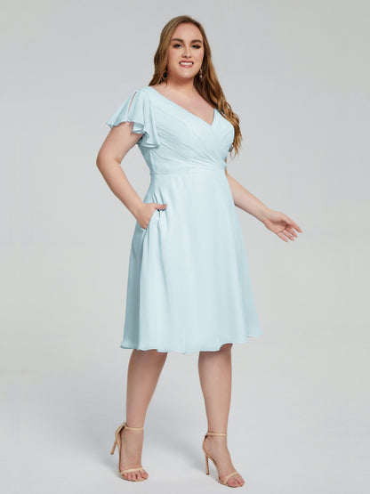 Alina Affordable Plus Size Short Bridesmaid Dresses with Sleeves