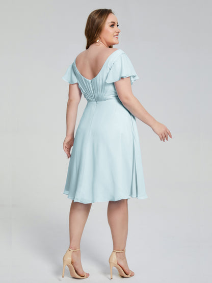 Alina Affordable Plus Size Short Bridesmaid Dresses with Sleeves