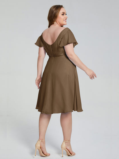 Alina Affordable Plus Size Short Bridesmaid Dresses with Sleeves
