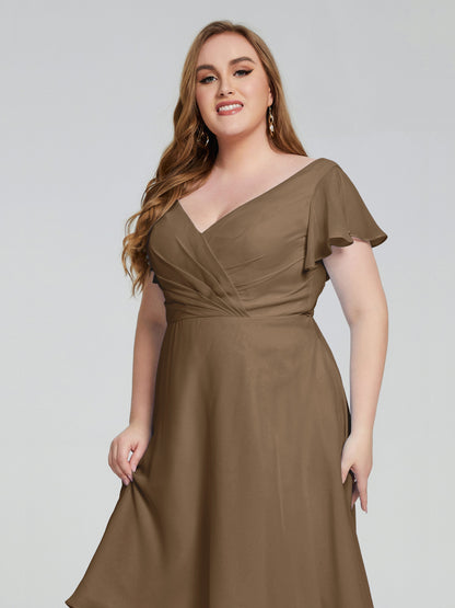 Alina Affordable Plus Size Short Bridesmaid Dresses with Sleeves