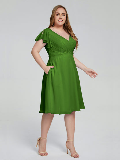 Alina Affordable Plus Size Short Bridesmaid Dresses with Sleeves