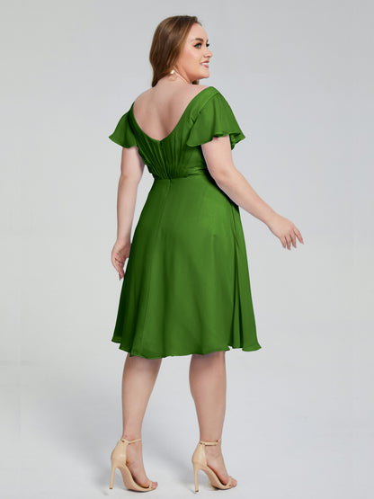 Alina Affordable Plus Size Short Bridesmaid Dresses with Sleeves