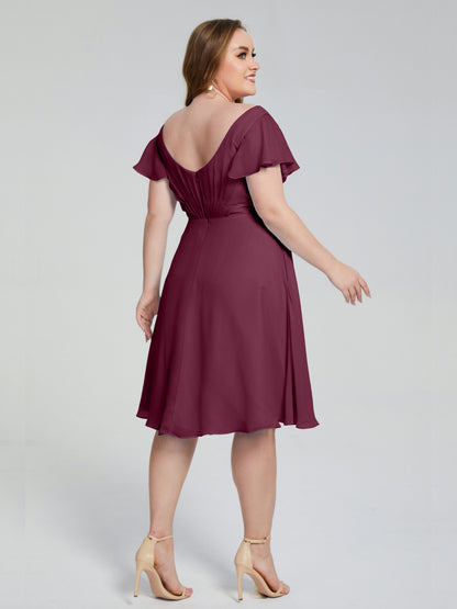 Alina Affordable Plus Size Short Bridesmaid Dresses with Sleeves