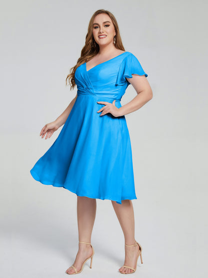Alina Affordable Plus Size Short Bridesmaid Dresses with Sleeves