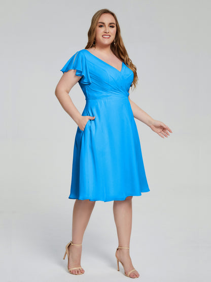 Alina Affordable Plus Size Short Bridesmaid Dresses with Sleeves