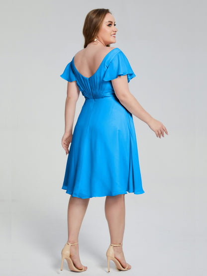 Alina Affordable Plus Size Short Bridesmaid Dresses with Sleeves