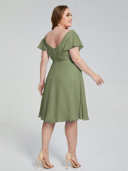 Alina Affordable Plus Size Short Bridesmaid Dresses with Sleeves