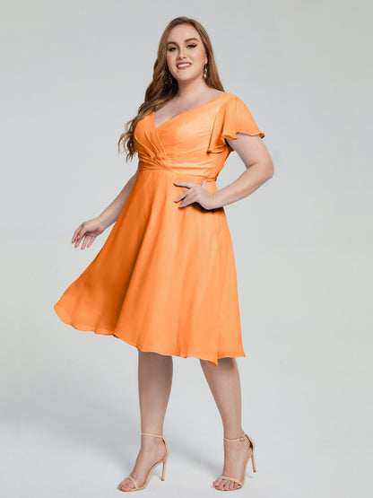 Alina Affordable Plus Size Short Bridesmaid Dresses with Sleeves
