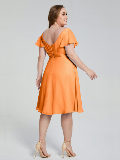 Alina Affordable Plus Size Short Bridesmaid Dresses with Sleeves