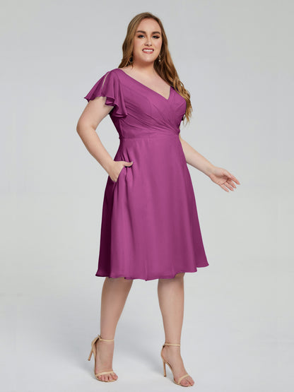 Alina Affordable Plus Size Short Bridesmaid Dresses with Sleeves