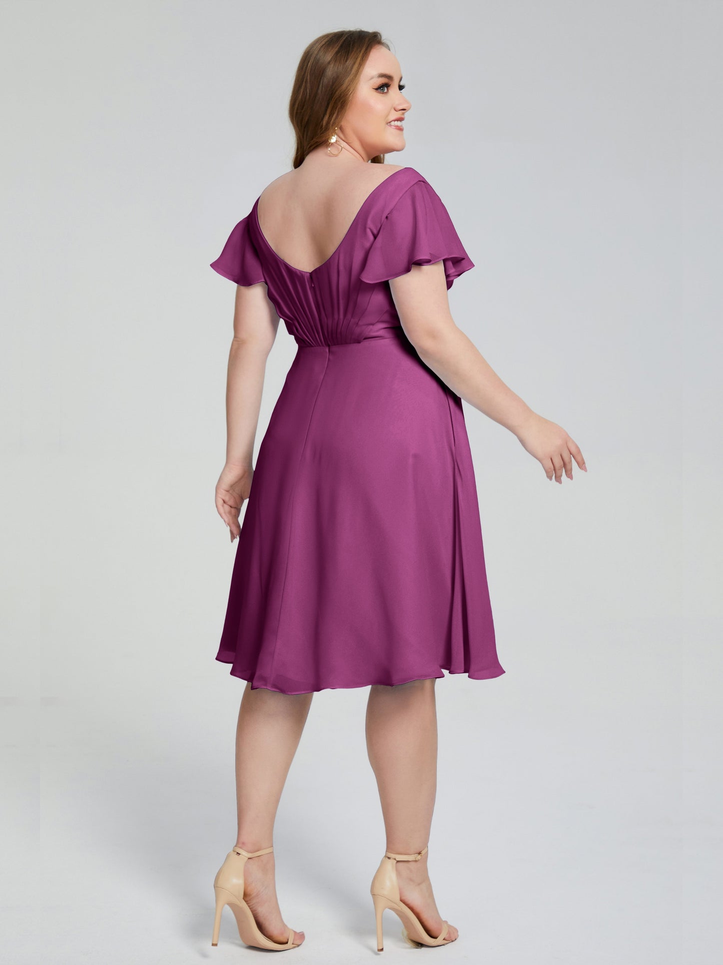 Alina Affordable Plus Size Short Bridesmaid Dresses with Sleeves
