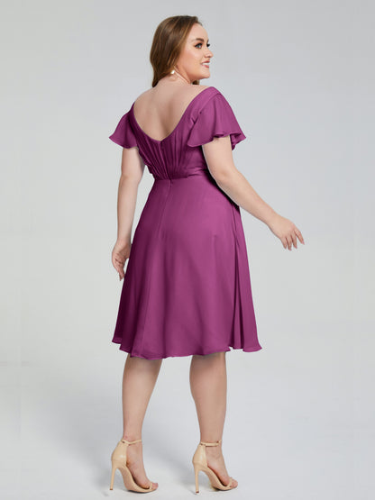 Alina Affordable Plus Size Short Bridesmaid Dresses with Sleeves