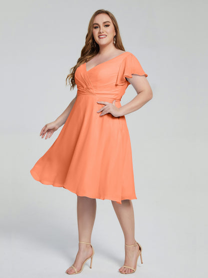 Alina Affordable Plus Size Short Bridesmaid Dresses with Sleeves