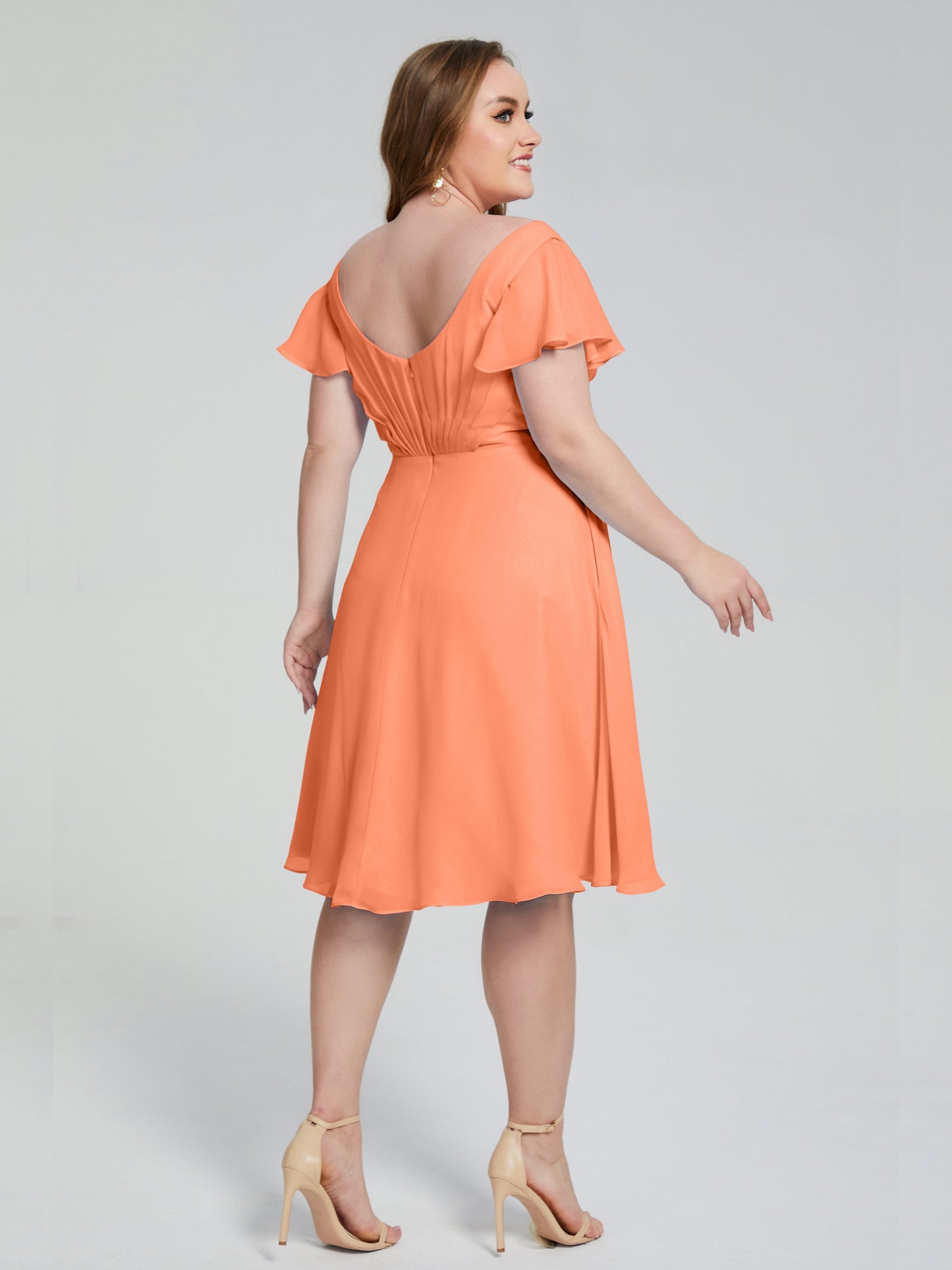 Alina Affordable Plus Size Short Bridesmaid Dresses with Sleeves