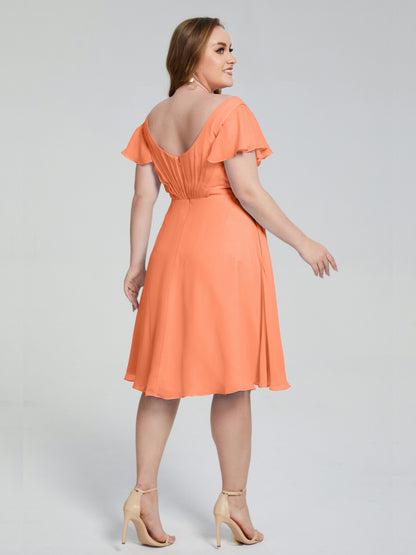 Alina Affordable Plus Size Short Bridesmaid Dresses with Sleeves