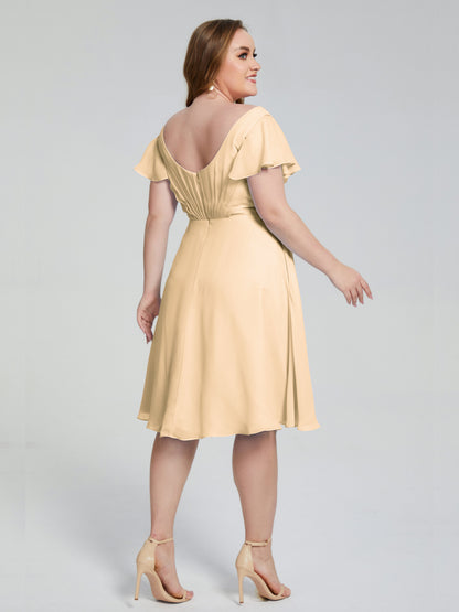 Alina Affordable Plus Size Short Bridesmaid Dresses with Sleeves