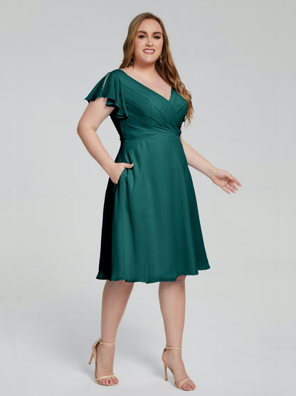 Alina Affordable Plus Size Short Bridesmaid Dresses with Sleeves