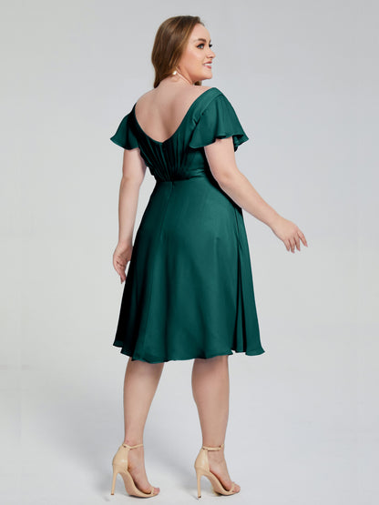 Alina Affordable Plus Size Short Bridesmaid Dresses with Sleeves